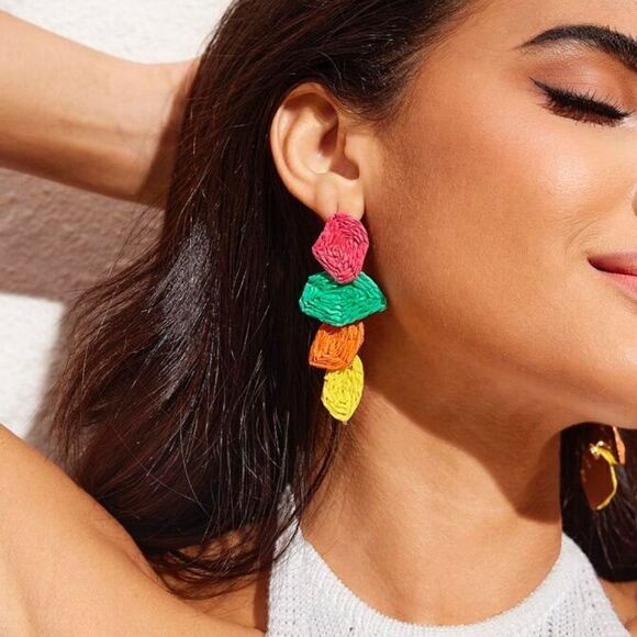 Boho geo dangle earrings S639 - Picture 1 of 5